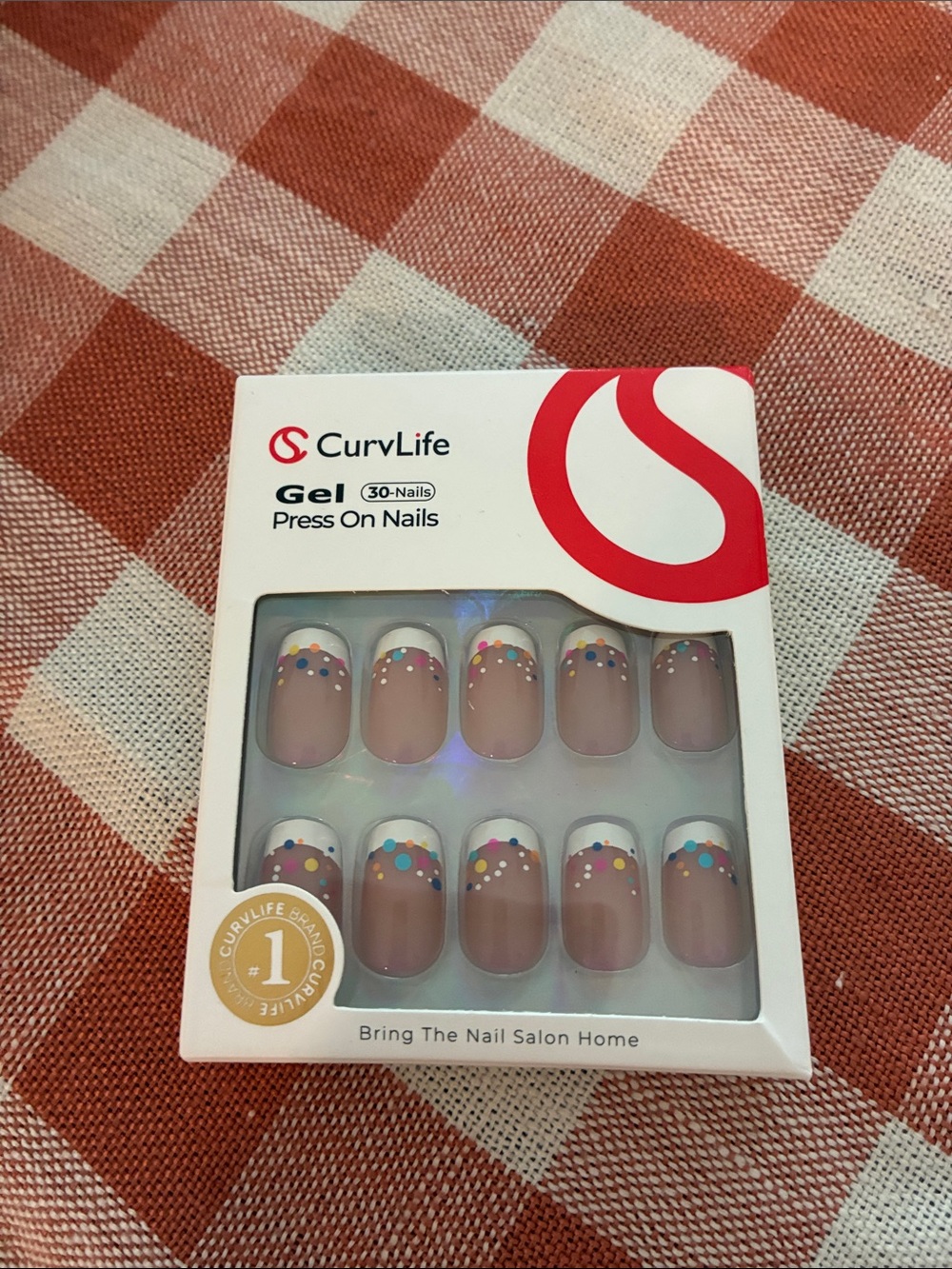 Gel Press-On Nails in Nude with Confetti Tip CurvLife